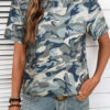 Pink Camouflage Print Crew Neck T Shirt