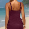 Sky Blue Ribbed Knit Crossed Detail Tank Skort 2pcs Swimsuit