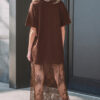 Black Floral Patchwork Short Sleeve T Shirt Loose Maxi Dress