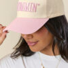 Pink MOMMIN Embroidered Color Block Baseball Cap