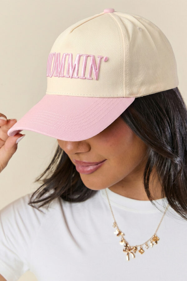 Pink MOMMIN Embroidered Color Block Baseball Cap
