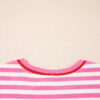 Pink Stripe Contrast Trim Short Sleeve Top Loose Shorts 2pcs Casual Outfit