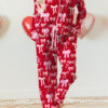 101729806-af9340e2ec62397f.jpg Red Sweet Bow Print Shirt Style Top Long 2pcs Pajama Set