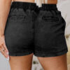 Dusk Blue Drawstring Elastic Waistband Pocketed Denim Shorts