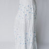 Sky Blue High Waist Tiny Floral Print Boho Maxi Skirt
