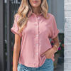 Khaki Dotted Print Cuffed Short Sleeve Shirt