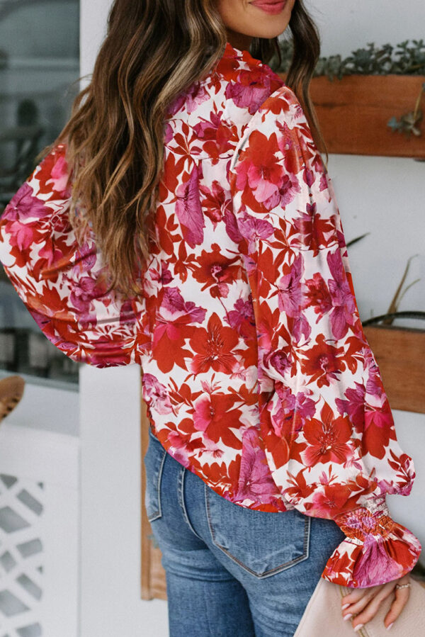 Blue Cakewalk Floral Smocked Blouse