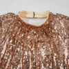 Gold Sequined Long Sleeve Cutout Back Mini Dress