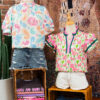 Multicolour Vibrant Paisley Printed Button Keyhole Puff Sleeve Blouse