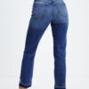 Dark Blue Whiskered Wash Raw Hem Cropped Jeans