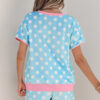 Pink Polka Dot Contrast Edge Casual Short Set