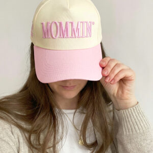 Pink MOMMIN Embroidered Color Block Baseball Cap