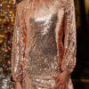 Gold Sequined Long Sleeve Cutout Back Mini Dress
