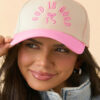 Pink GOD IS GOOD Embroidered Bow Color Block Baseball Cap