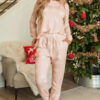 101729308-c15f52180de1274e.jpg Apricot Christmas Tree Print Loose Fit Two Piece Pajama Set
