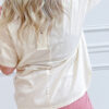 Beige Star Print Stud Detail Cotton Jersey Top