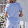 Pink Stripe Dolman Sleeve Polo Shirt and Drawstring Shorts Set