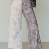 Multicolour Retro Floral Leopard Contrast Patchwork Raw Hem Jeans