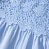 Beau Blue Flowy Short Sleeve Lace Detail Square Neck Tiered Midi Dress