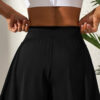 Black Solid Color High Waist Wide Leg Swim Bottom