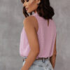 Pink Swiss Dot Sleeveless Ruffle Tank