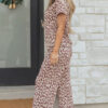 Pink Leopard Print Casual Tee and Pants 2pcs Outfit