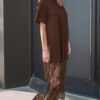 Black Floral Patchwork Short Sleeve T Shirt Loose Maxi Dress