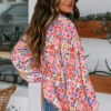 Blue Cakewalk Floral Smocked Blouse
