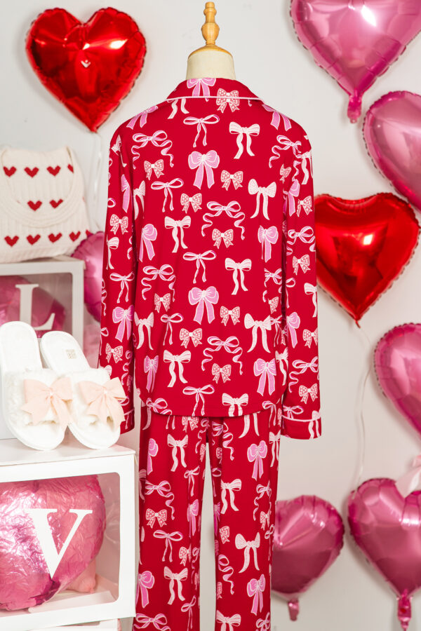101729809-c63d241ff07a7464.jpg Red Sweet Bow Print Shirt Style Top Long 2pcs Pajama Set
