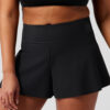Black Solid Color High Waist Wide Leg Swim Bottom