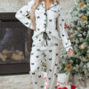 White Bows Print Two Piece Sleepwear