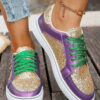 Dearlove Gold Glitter Star Patchwork PU Leather Lace-up Sneakers