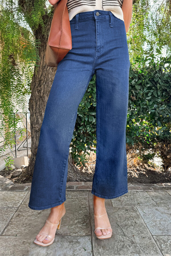 Ashleigh Blue Solid Color High Waist Straight Leg Jeans