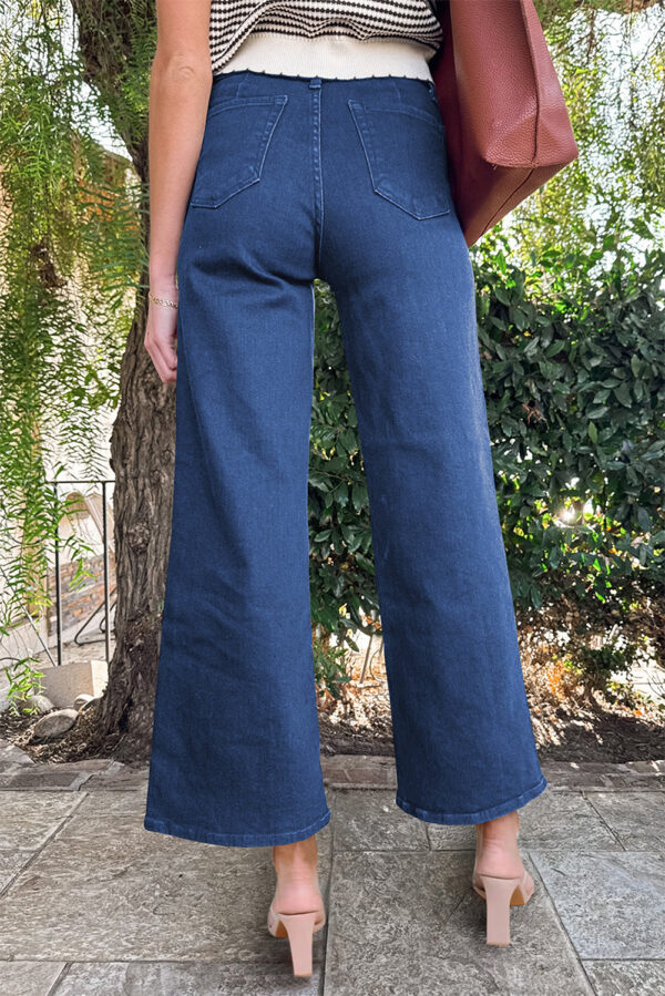 Ashleigh Blue Solid Color High Waist Straight Leg Jeans