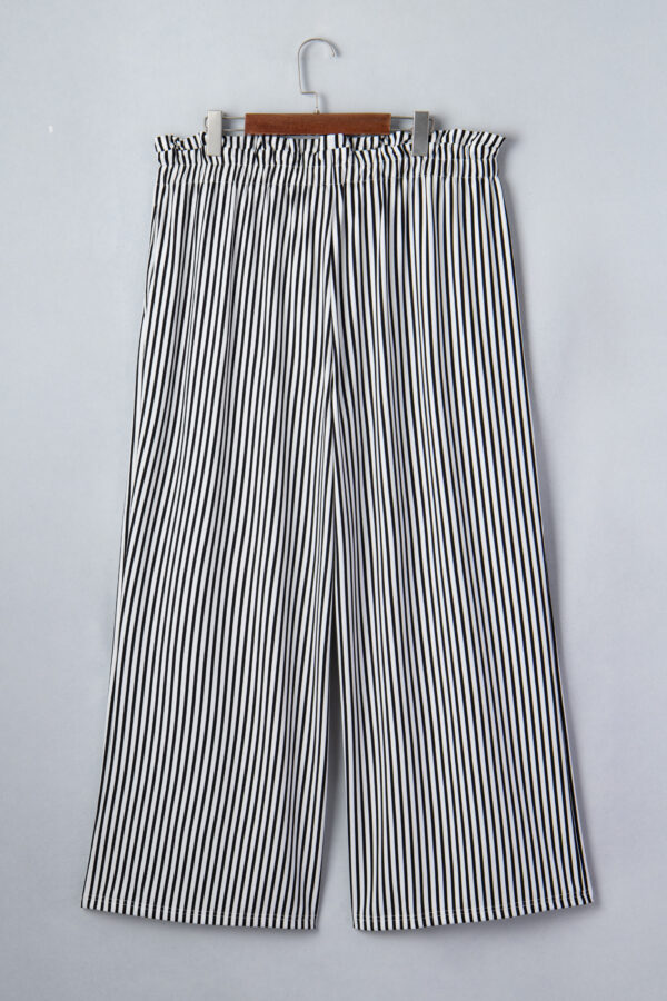 Black Stripe Plus Size Loose Straight Casual Pants