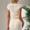101800486-d0ad83d749b4509b.jpg Beige Open Knit Drawstring Waist Beach Dress
