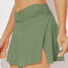 Green Criss Cross Waist Flared Swim Skirt
