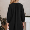 Black Contrast Trim V Neck Bracelet Sleeve Shift Mini Dress