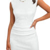 Spinach Green Solid Color Textured Ruched Side Bodycon Tank Dress