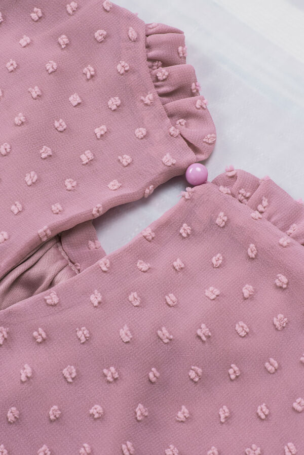 Pink Swiss Dot Sleeveless Ruffle Tank