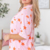 Pink Stars Short Sleeve Shirt and Shorts Bamboo Pajama Set