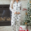 White Bows Print Two Piece Sleepwear