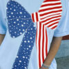 Beau Blue Patriotic Big Bow Stitched T Shift Mini Dress
