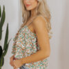 White Boho Floral Spaghetti Strap Ruffle Summer Tank Top