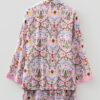 Pink Christmas Holiday Print Nutcracker Long Sleeve Shorts 2pcs Pajama Set