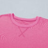 Bright Pink Seam Detail Raw Edge Tee Rainbow Waistband Casual Short Set