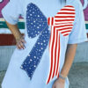 Beau Blue Patriotic Big Bow Stitched T Shift Mini Dress