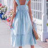 Bonbon Solid Color Ruffle Trim High Waist Sleeveless Maxi Dress