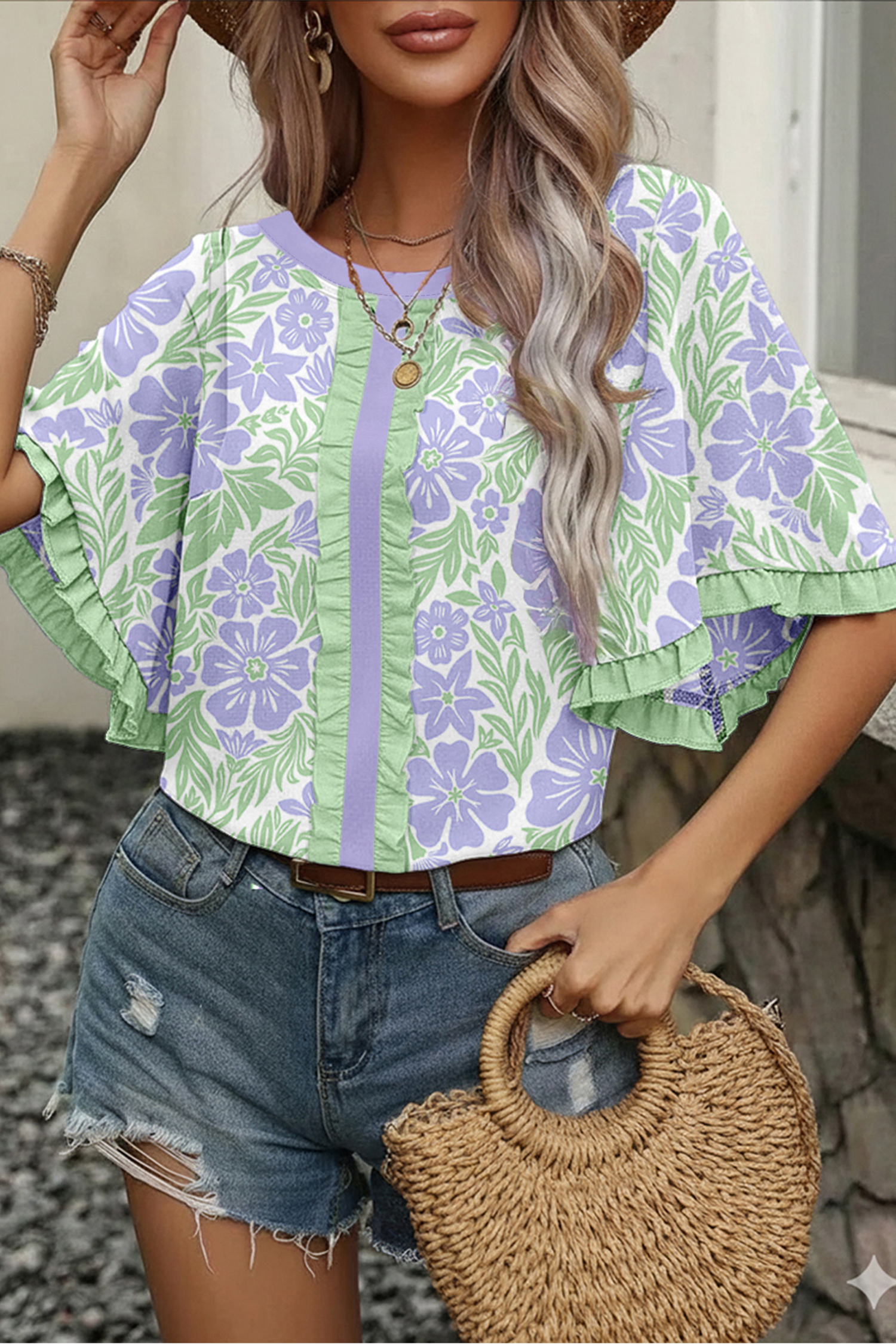 purple-floral-print-ruffled-color-block-trim-half-sleeve-blouse-lc25136145-p820