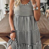 Sky Blue Stripe U Neck Sleeveless Loose Fit Mini Dress